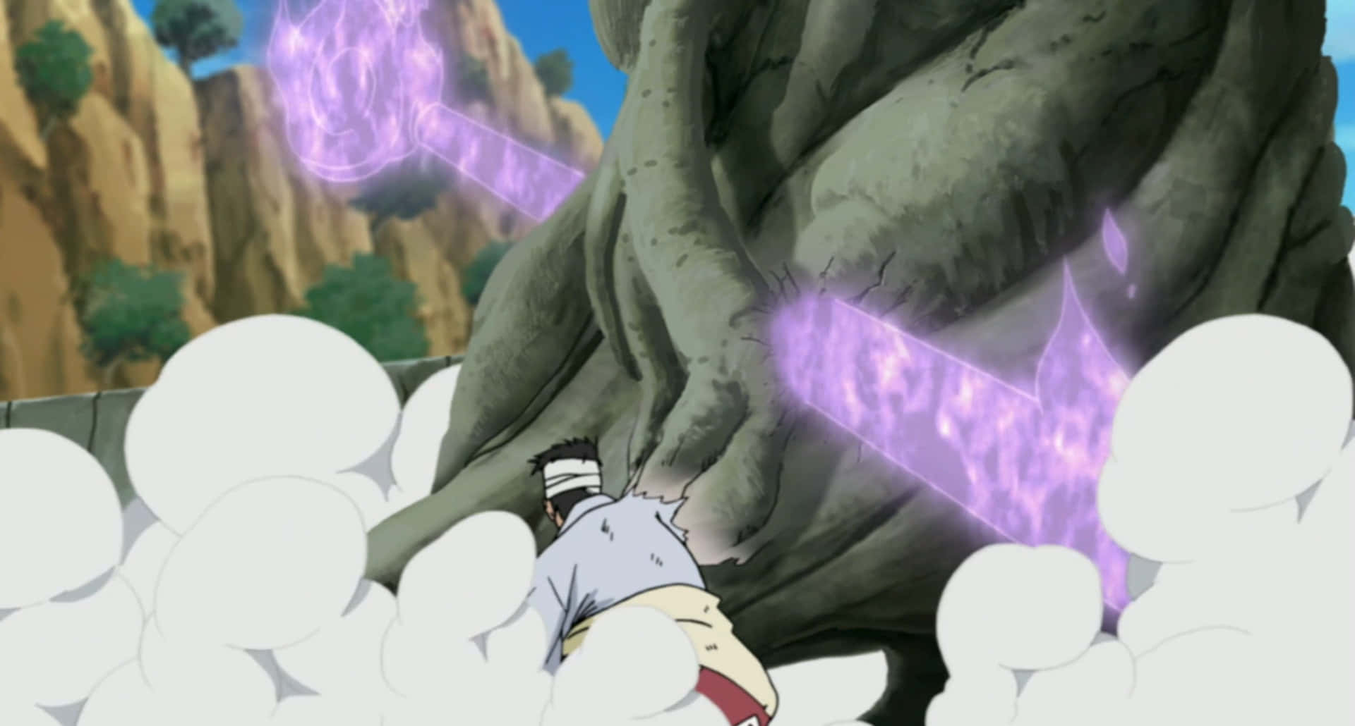 Danzo Shimura unleashing his power in an epic scene Wallpaper