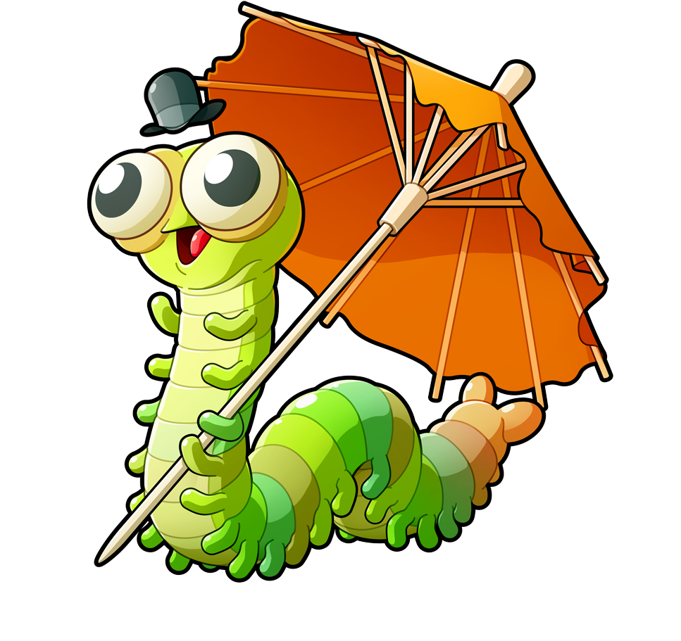 Dapper Caterpillar With Umbrella PNG
