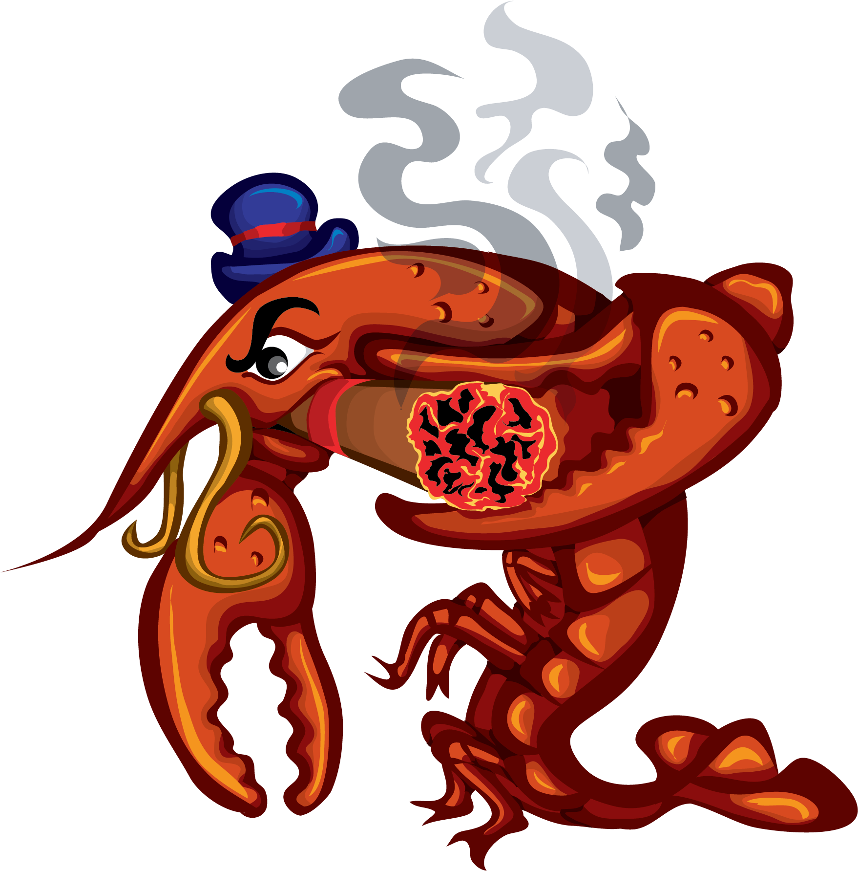 Dapper Crayfish Smoking Pipe PNG