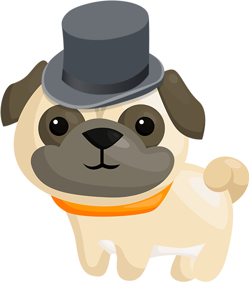 Dapper Pug Cartoon Graphic PNG