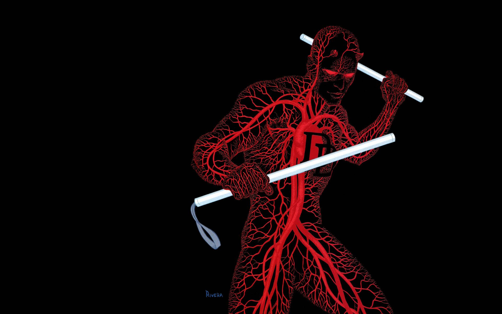 Daredevil Wielding A Double Weapon Background