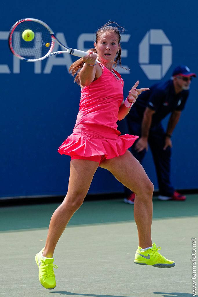 Daria Kasatkina Strikes Ball In Pink Wallpaper