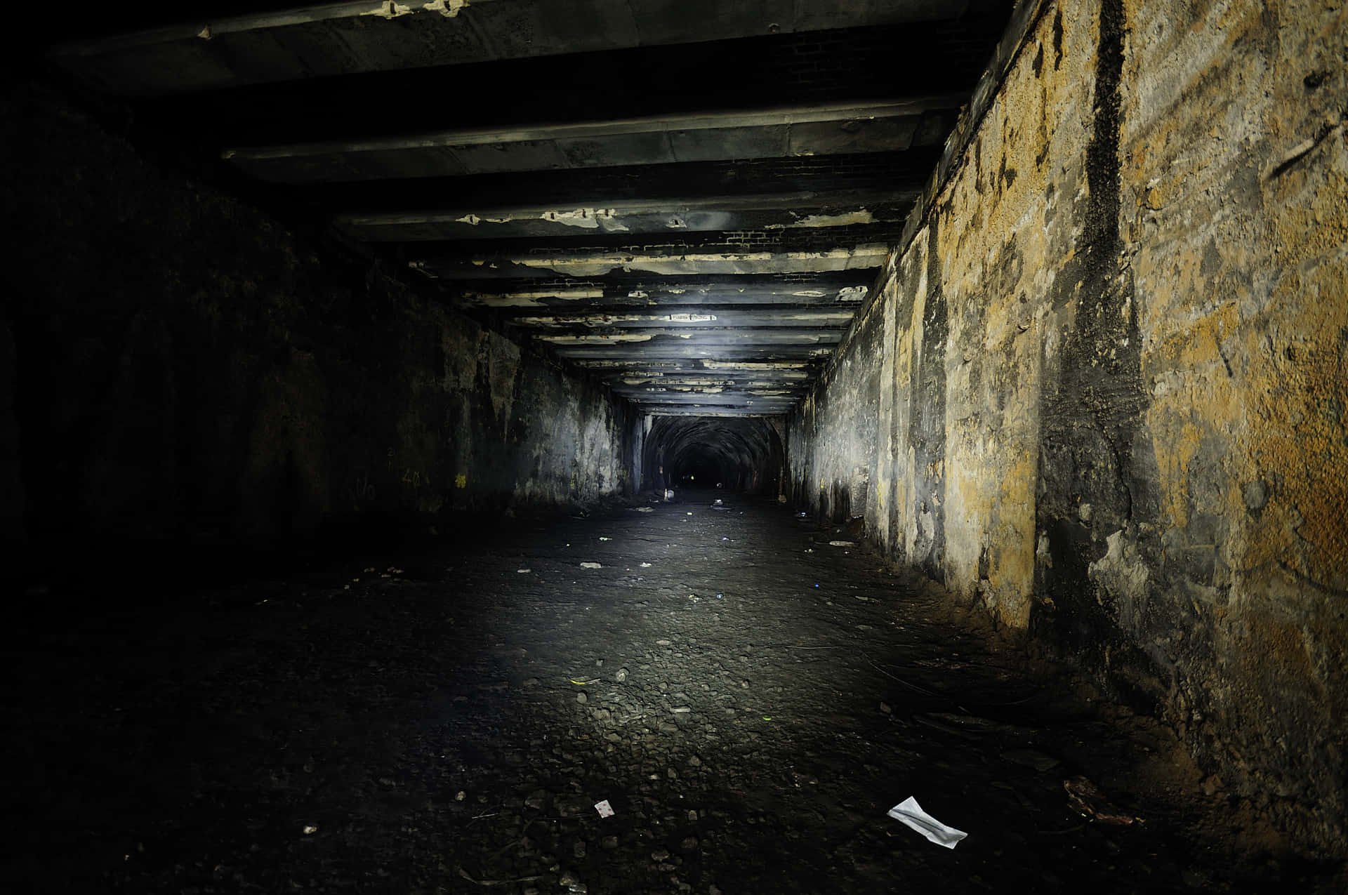 Dark Abandoned Tunnel Perspective.jpg Wallpaper
