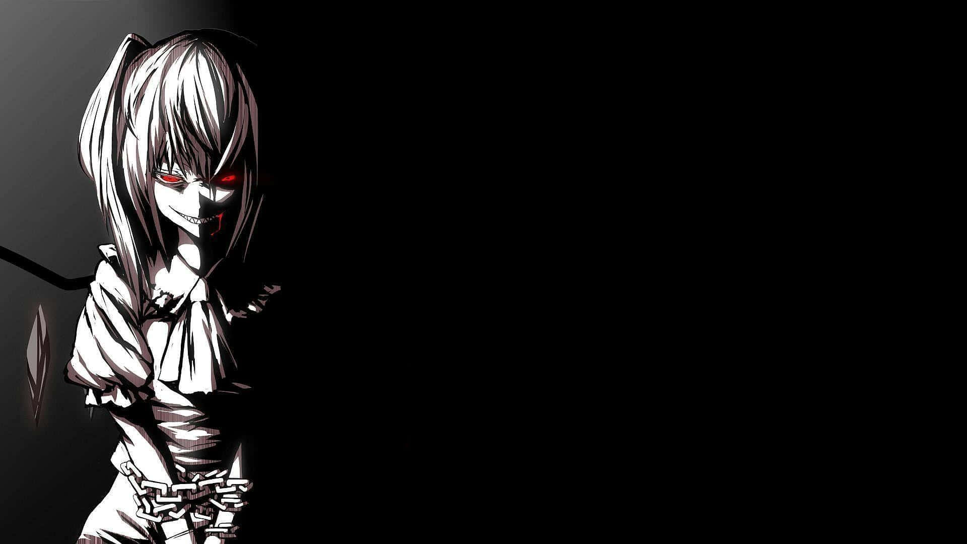 Dark Aesthetic Anime Girl Laughing Evilly Wallpaper
