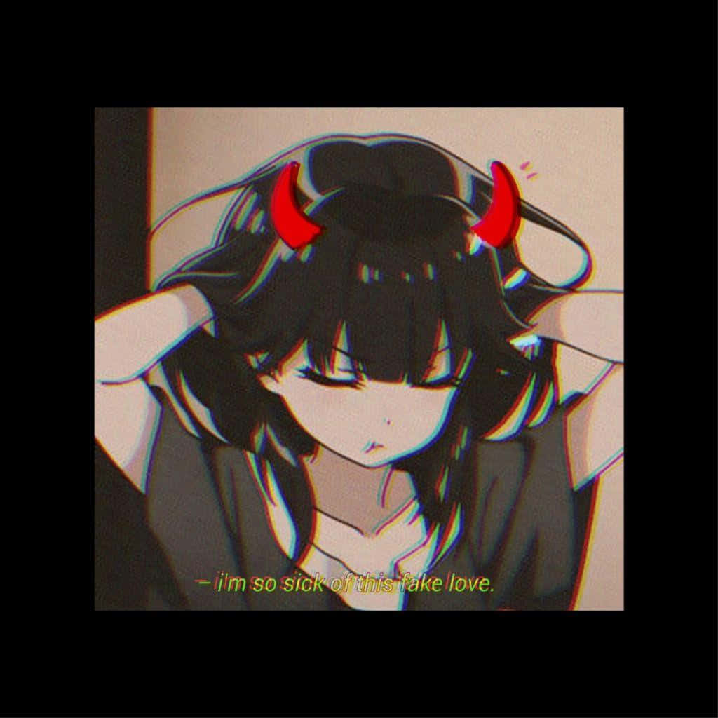 Dark Aesthetic Anime Girl With Devil Horn Background