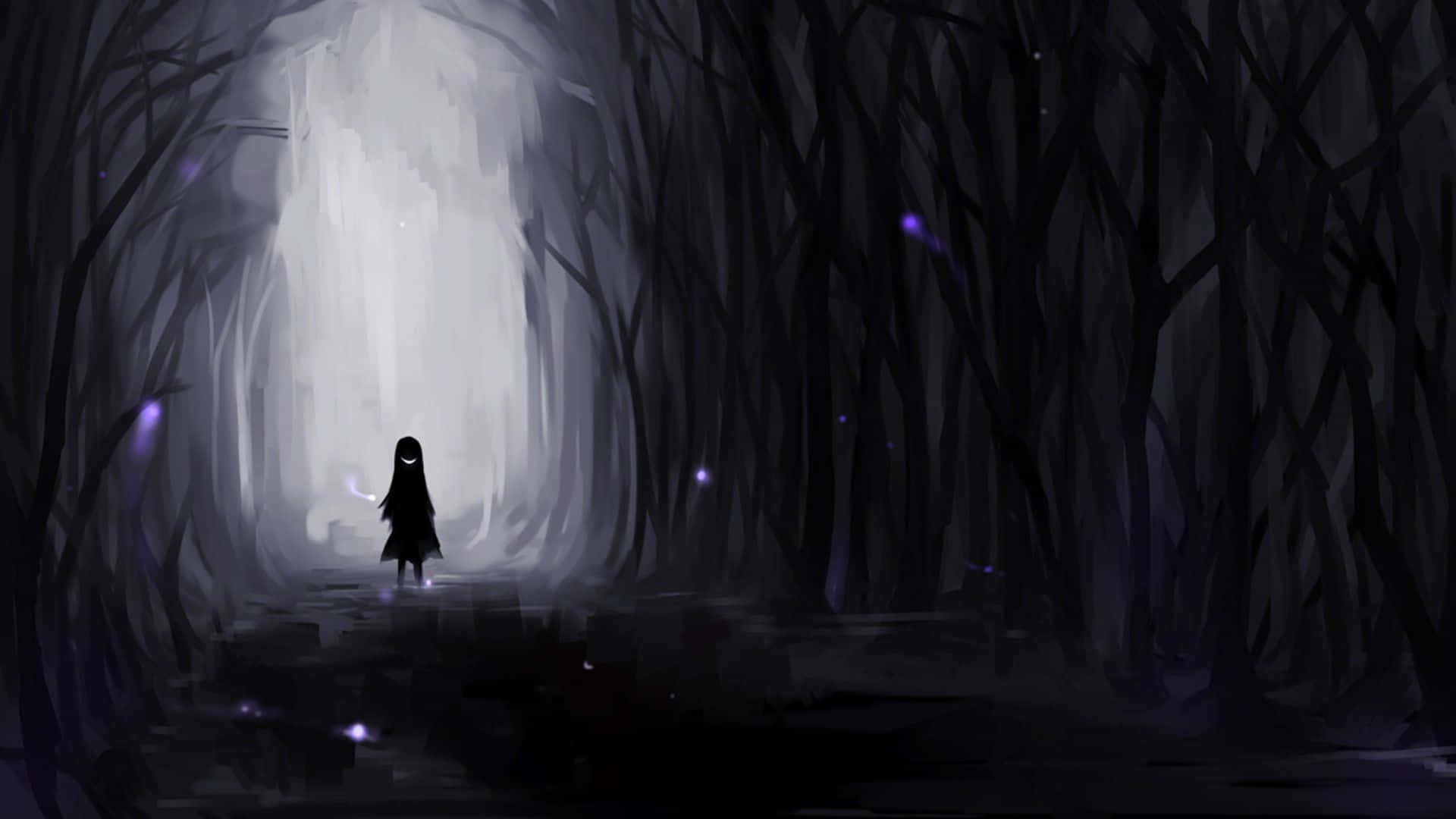 Mörkestetisk Anime-pfp-skog. Wallpaper