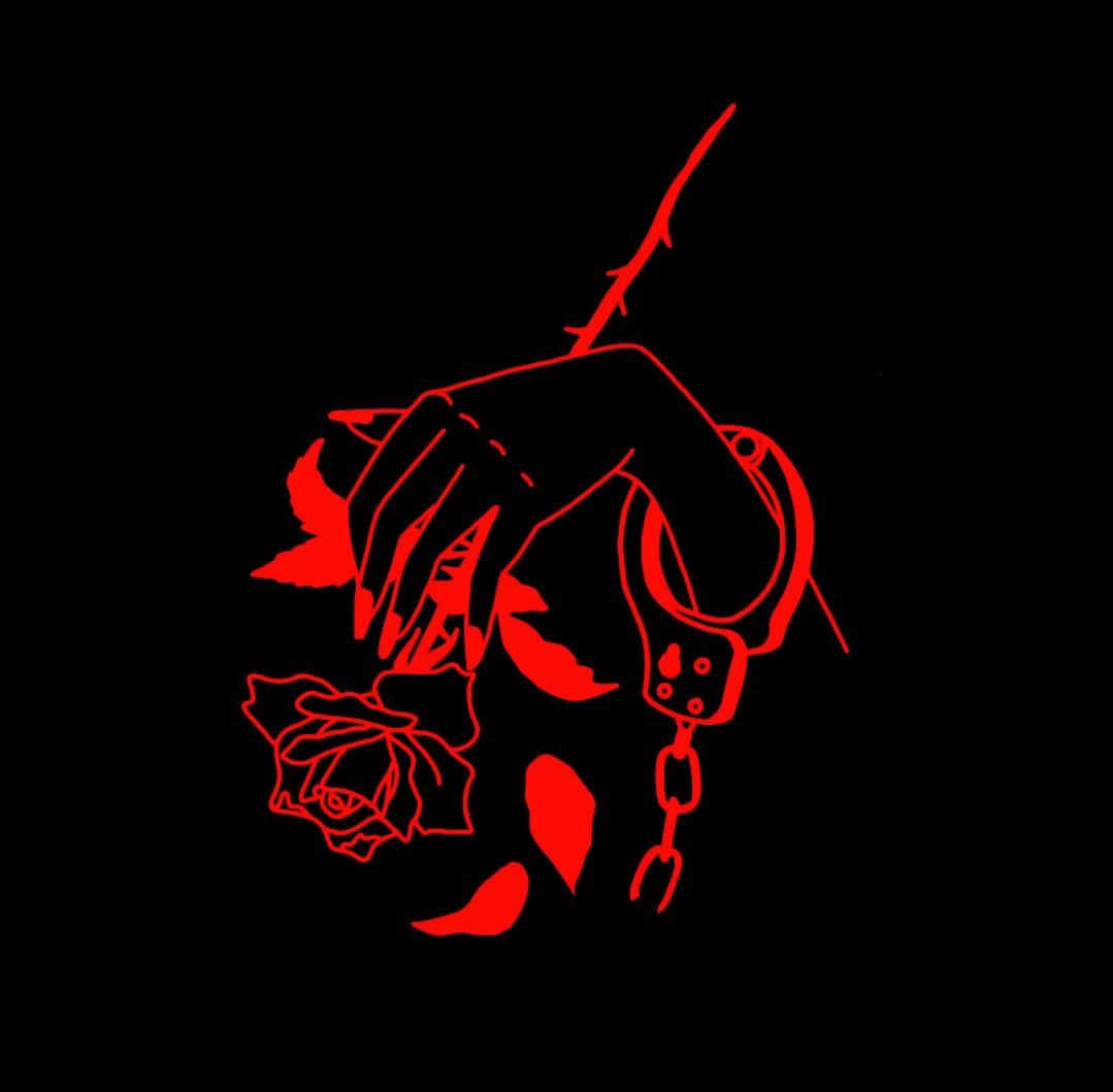 Dark Aesthetic Red Hand With Rose Picture