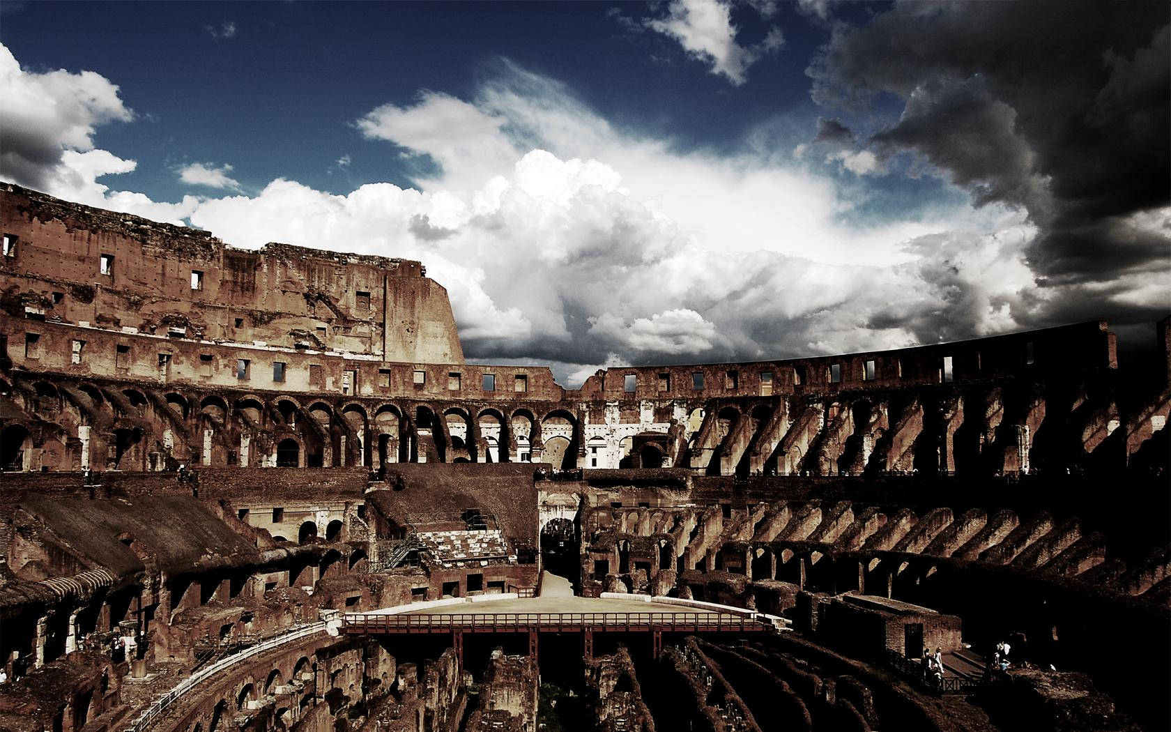 Mörkestetisk Interiör Av Colosseum I Romersk Stil. Wallpaper