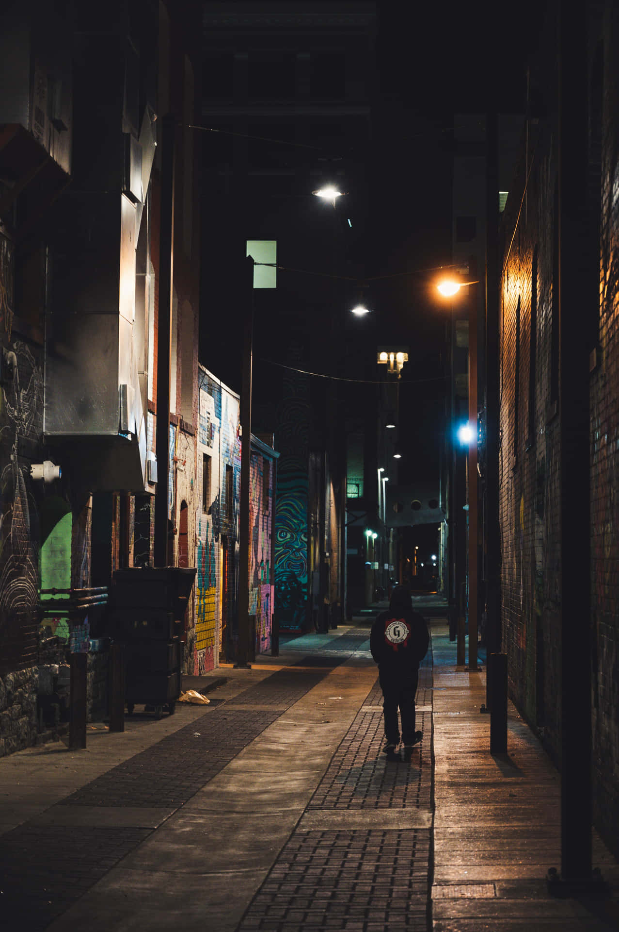 Mysterious Dark Alleyway at Night Wallpaper