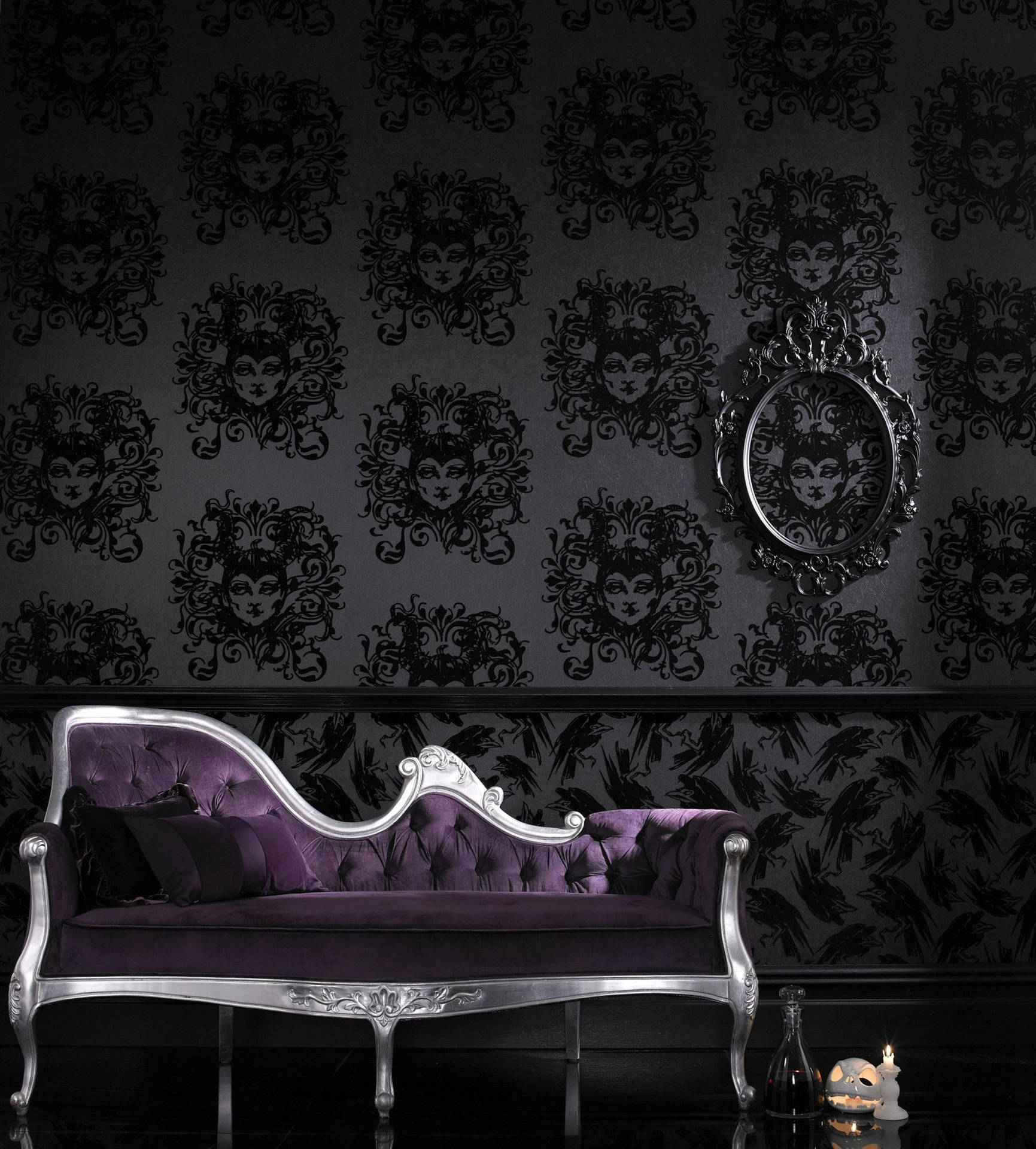 Dark And Decadent Gothic Living Room Wallpaper