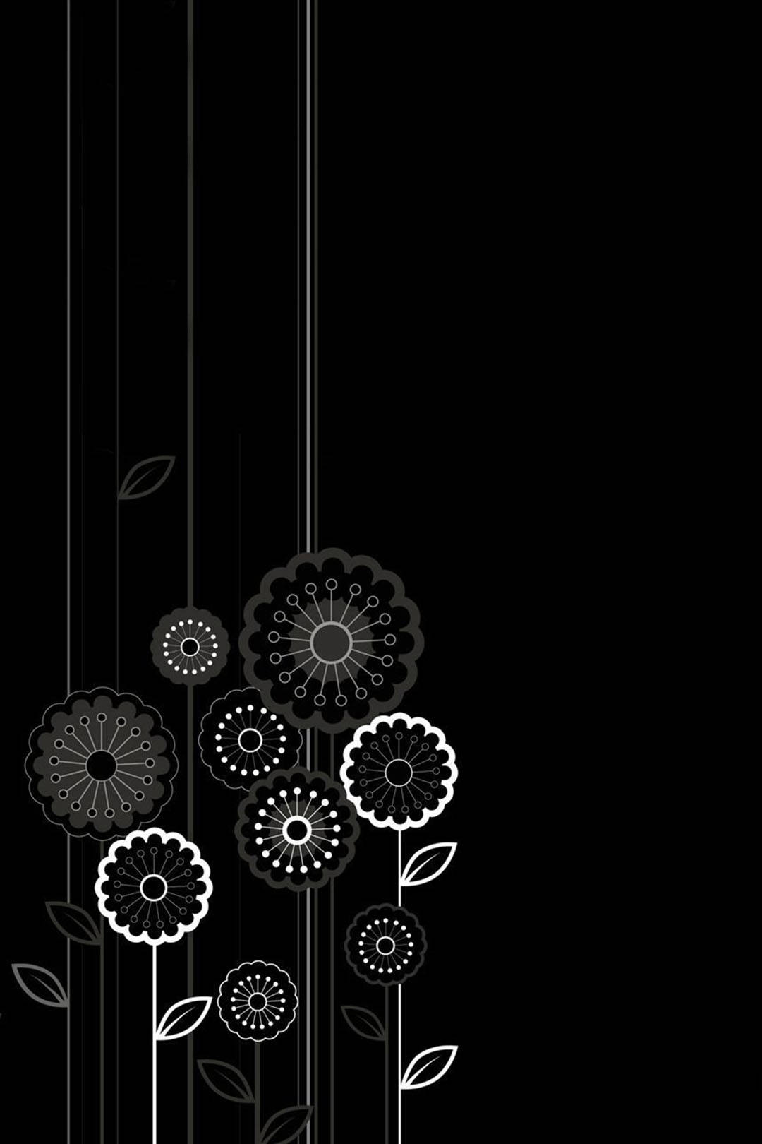 Dark Android Cartoon Floral Design Wallpaper