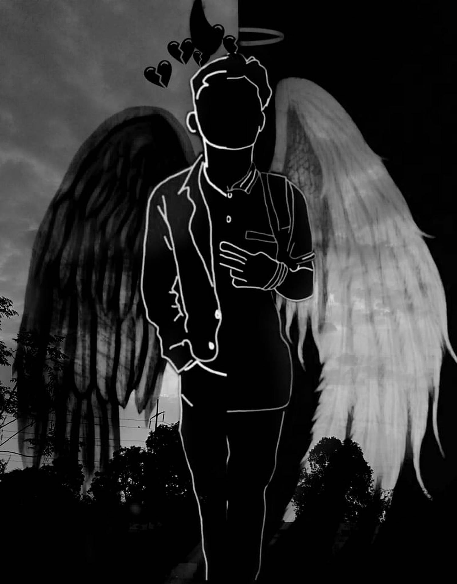 Dark Angel Black And White Wings