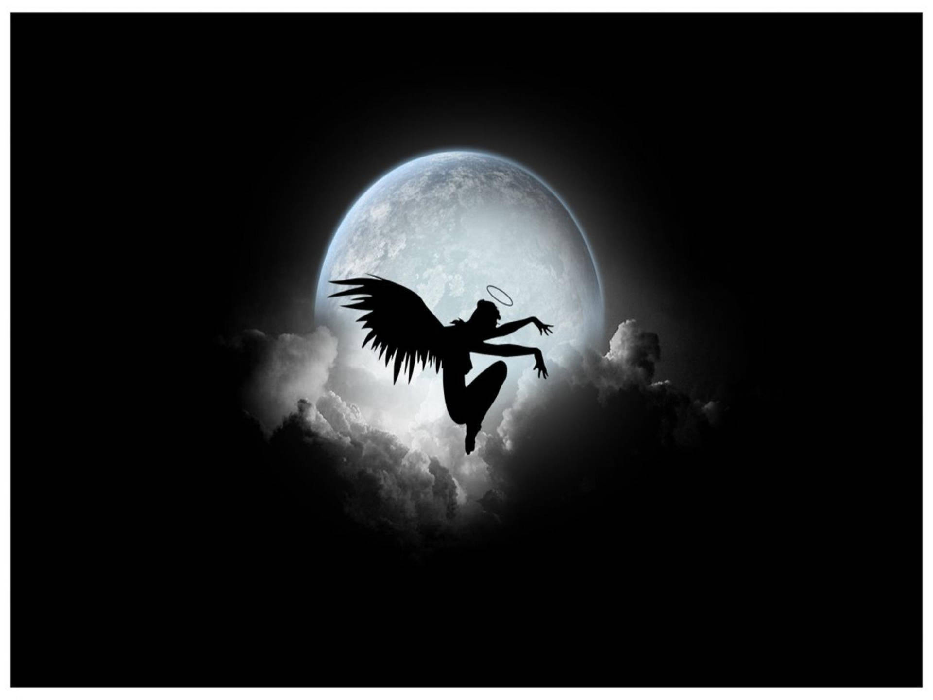 Dark Angel Moon Silhouette