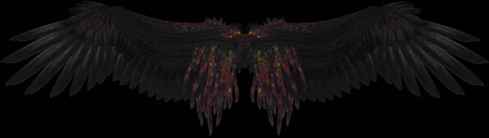 Dark Angel Wings Spread PNG