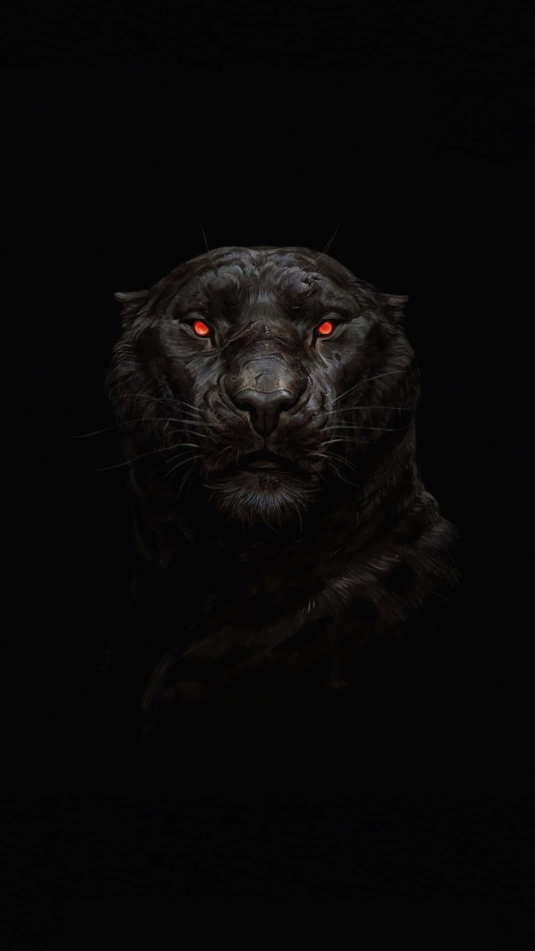 A Black Leopard With Red Eyes On A Dark Background Wallpaper