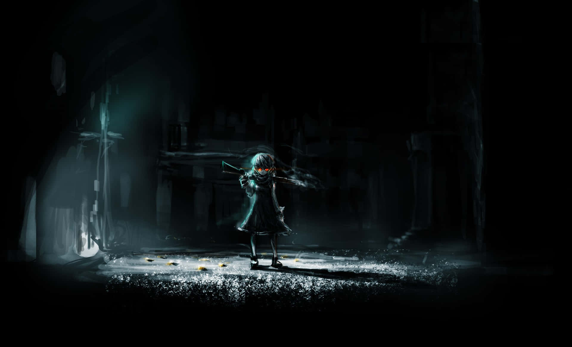 An eerie yet breathtakingly beautiful depiction of an anime character Wallpaper