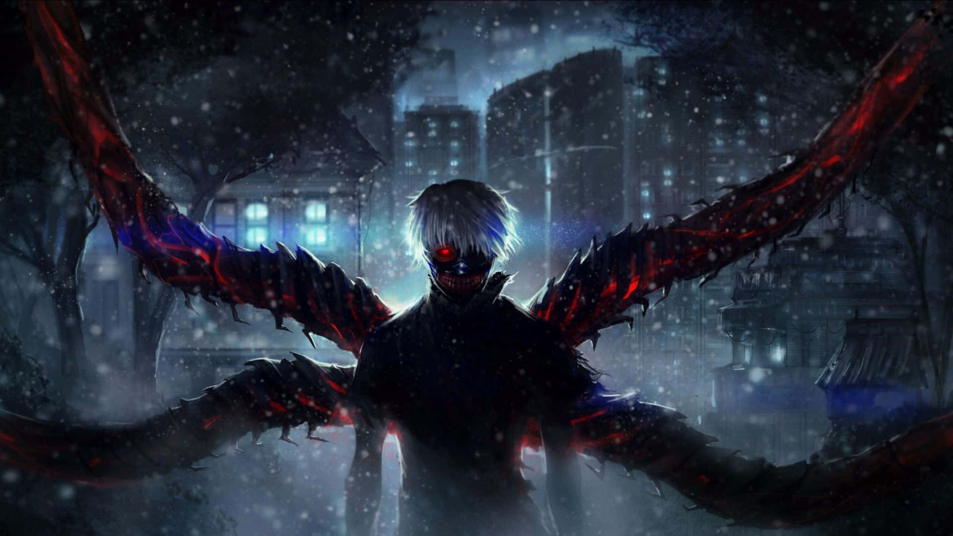 Download A mysterious dark anime boy stares into the distance. Wallpaper