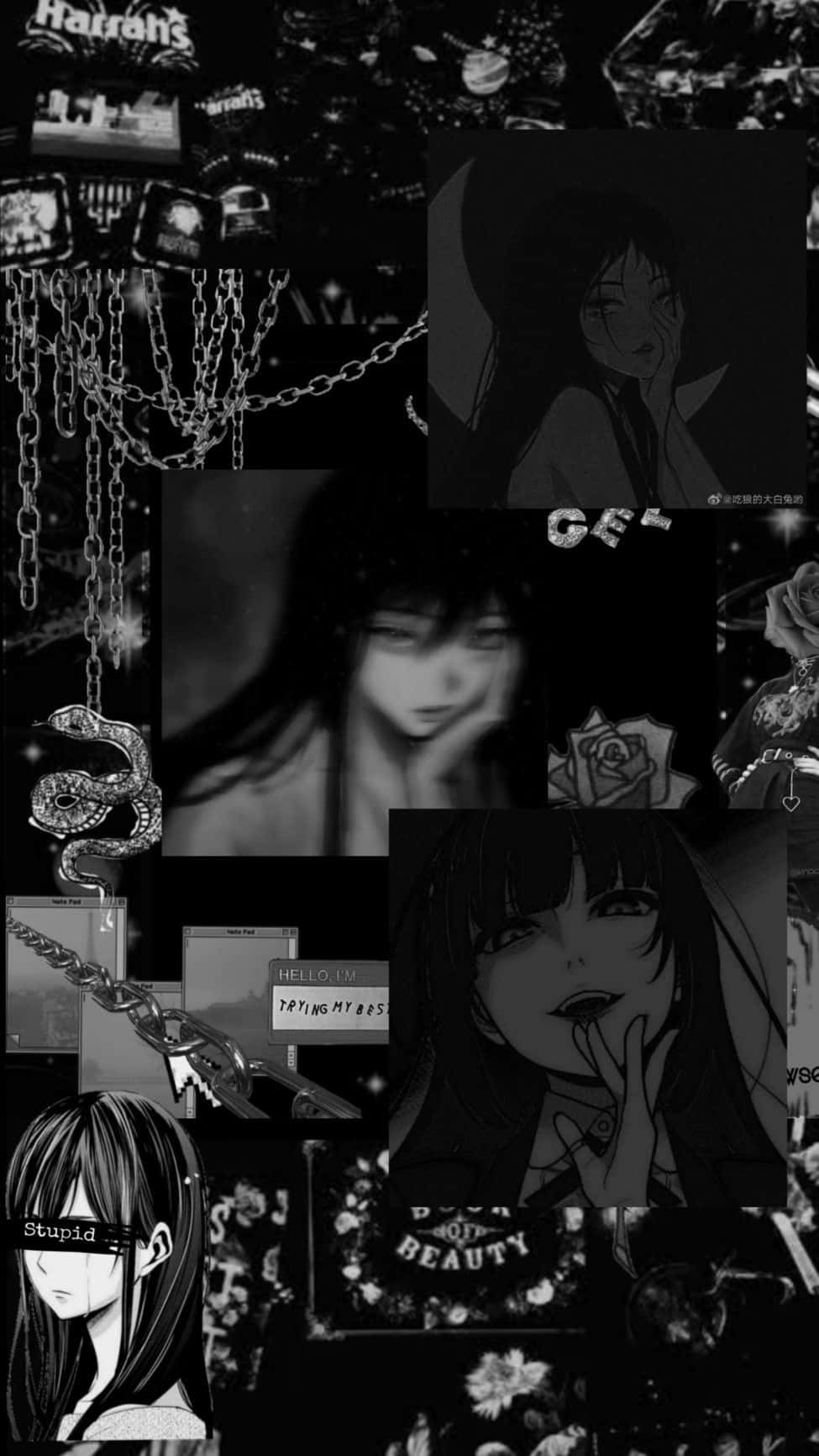 Dark Anime Collage Aesthetici Phone Wallpaper Wallpaper