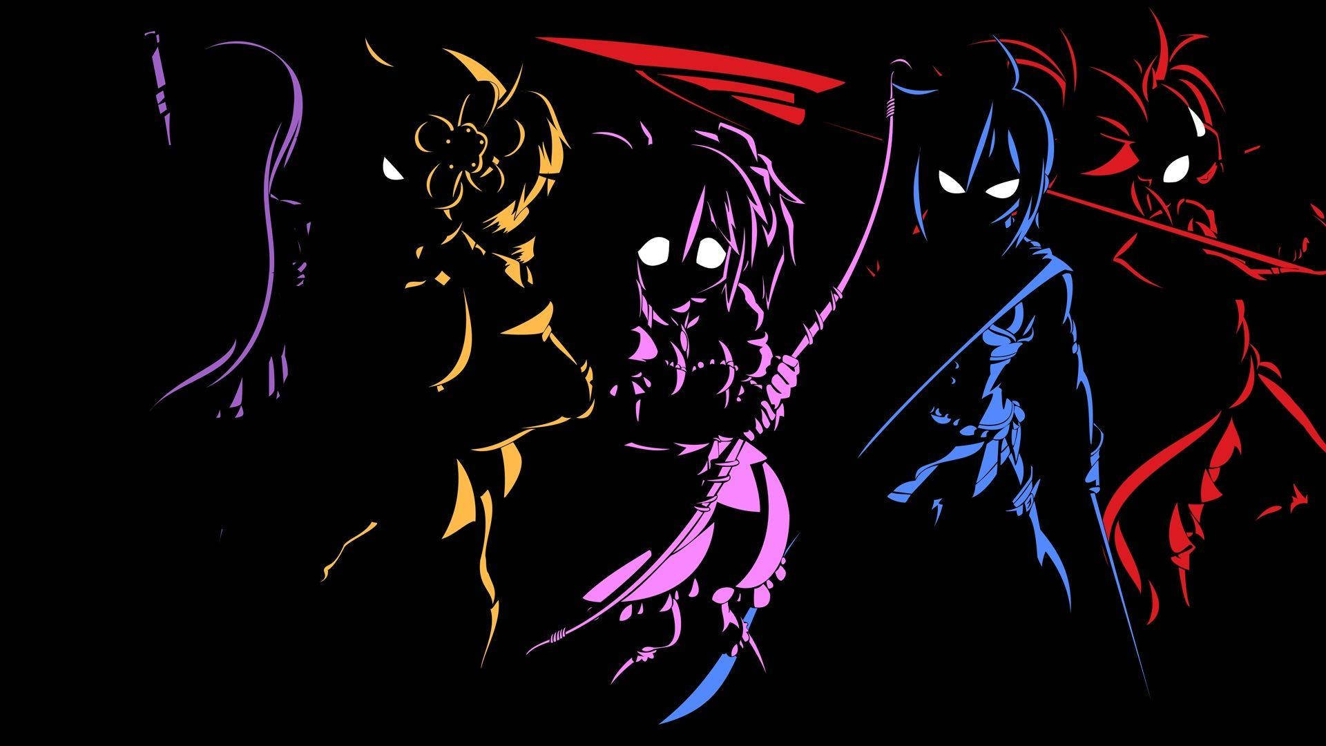 Silhuetacolorida De Personagem De Anime Escuro. Papel de Parede