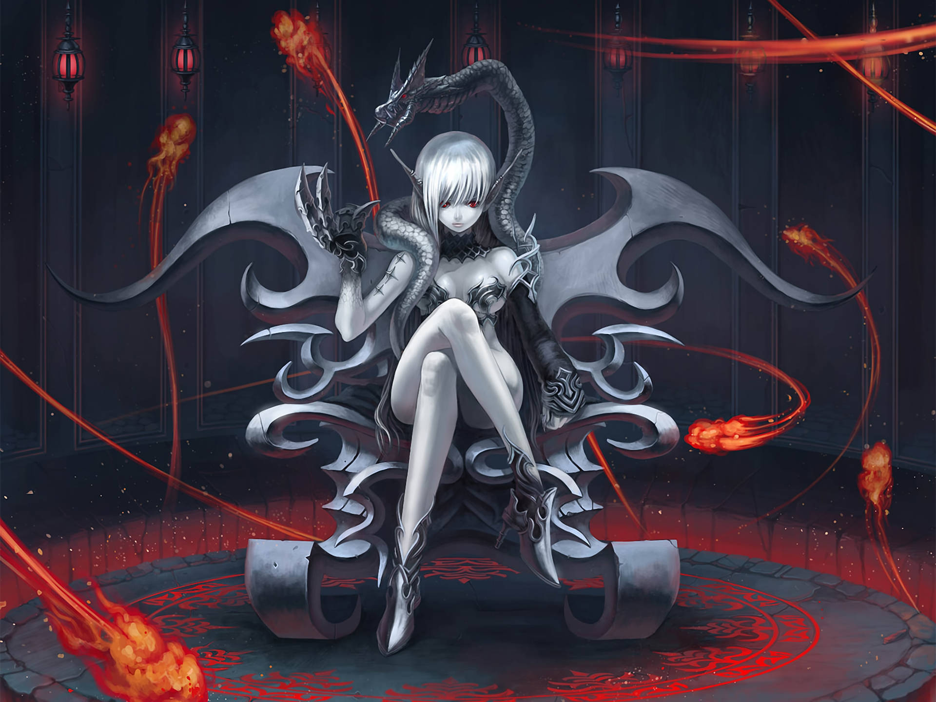 Download Dark Anime Dragon Girl Wallpaper 