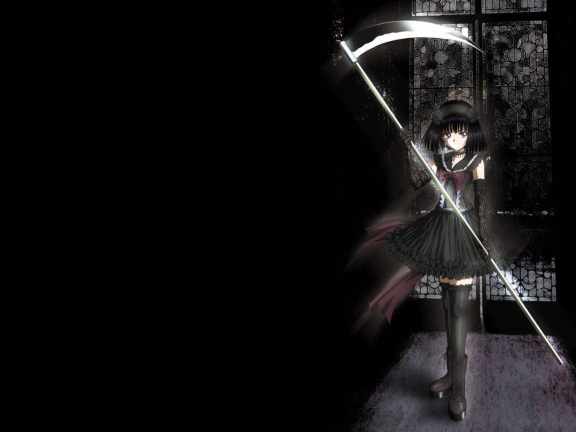 Dark Anime Girl Holding A Scythe Wallpaper