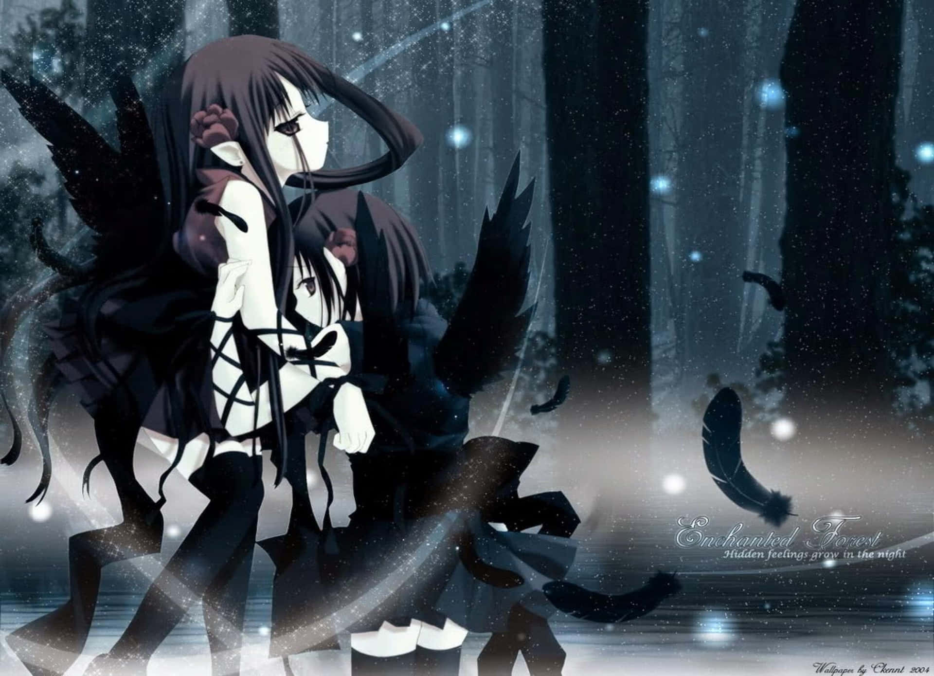 "A Mysterious Dark Anime Girl" Wallpaper