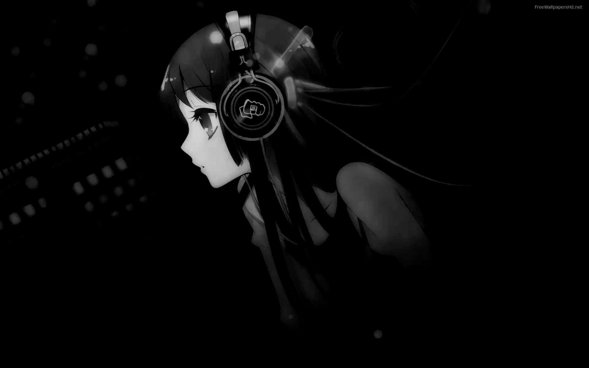 En mysteriøs mørk anime-pige med hendes hætte op, der kigger væk ind i afstanden. Wallpaper