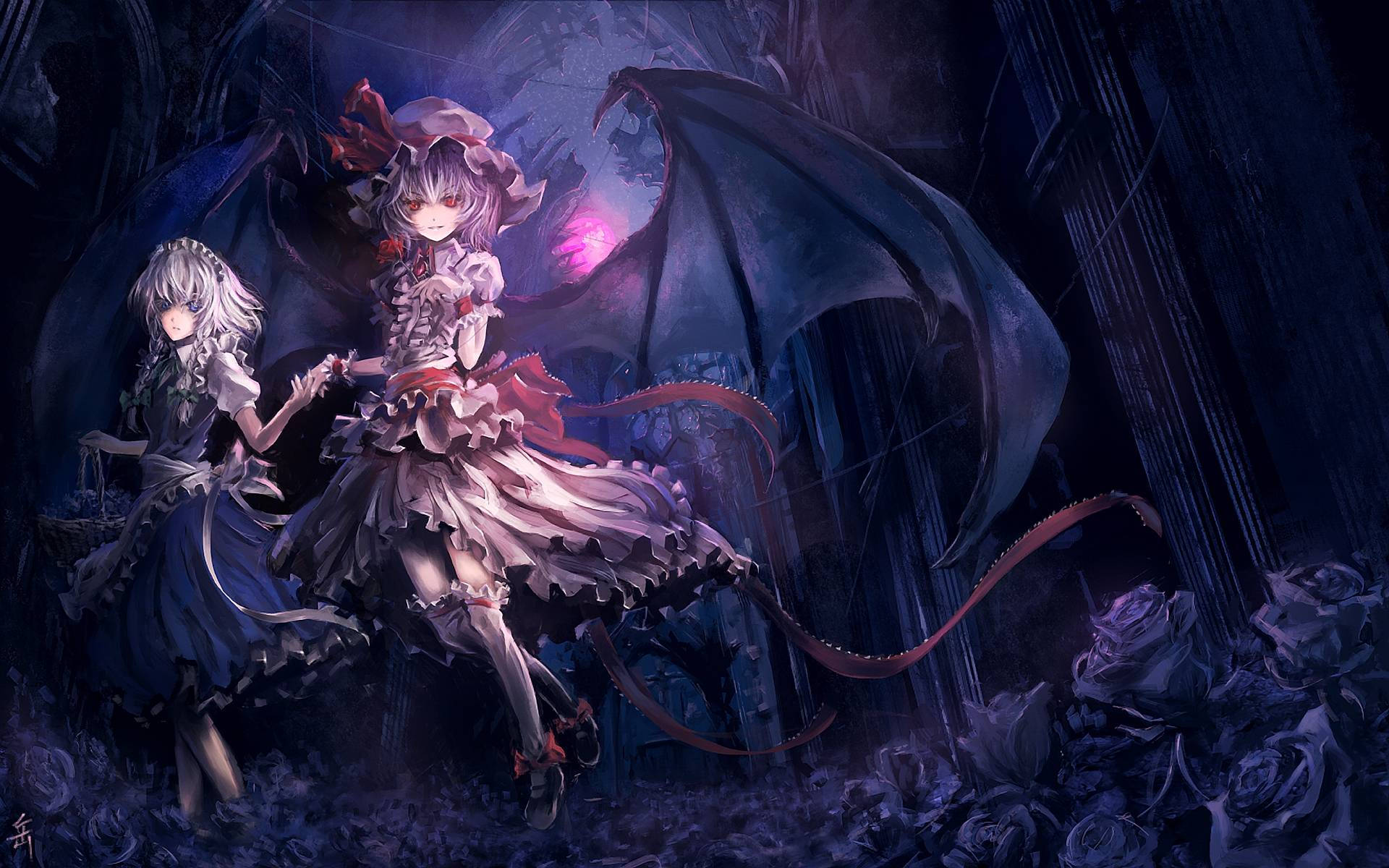 Mørk anime gothic dragon tjenestepiger Wallpaper