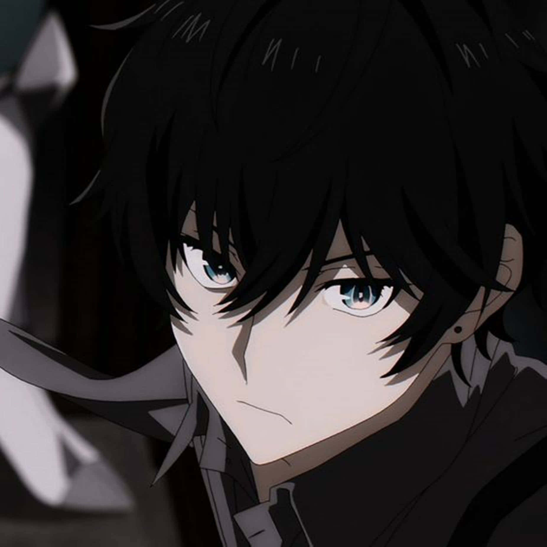 Umpersonagem De Anime Negro Com Olhos Azuis.
