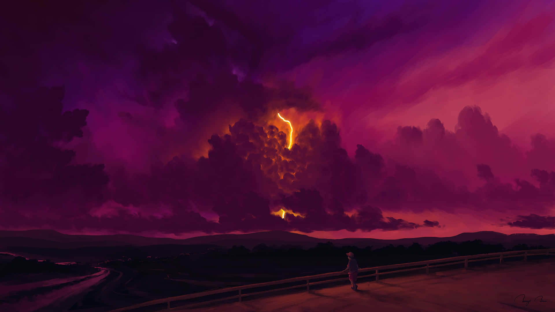Enmörk Och Mystisk Anime-landskap. Wallpaper