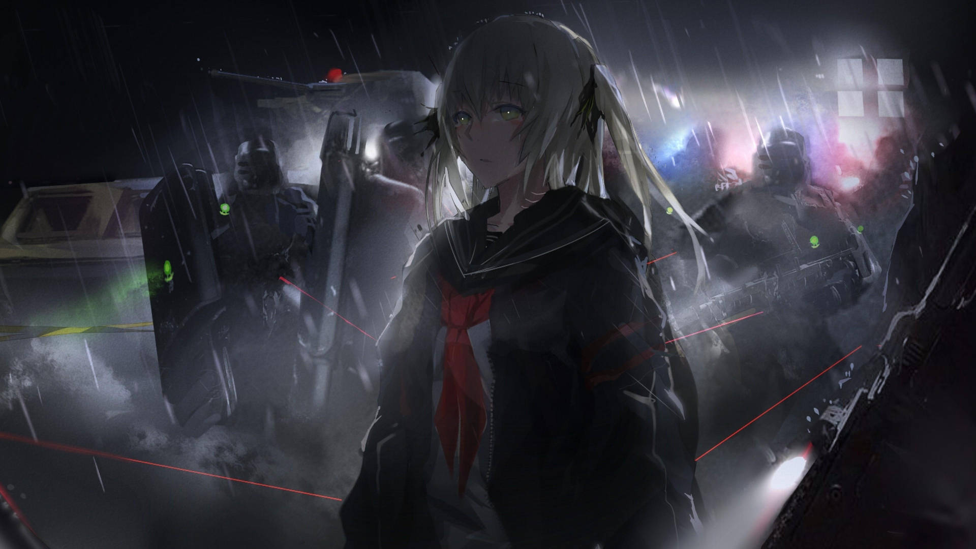 Mørk Anime Sora I Regnen Wallpaper