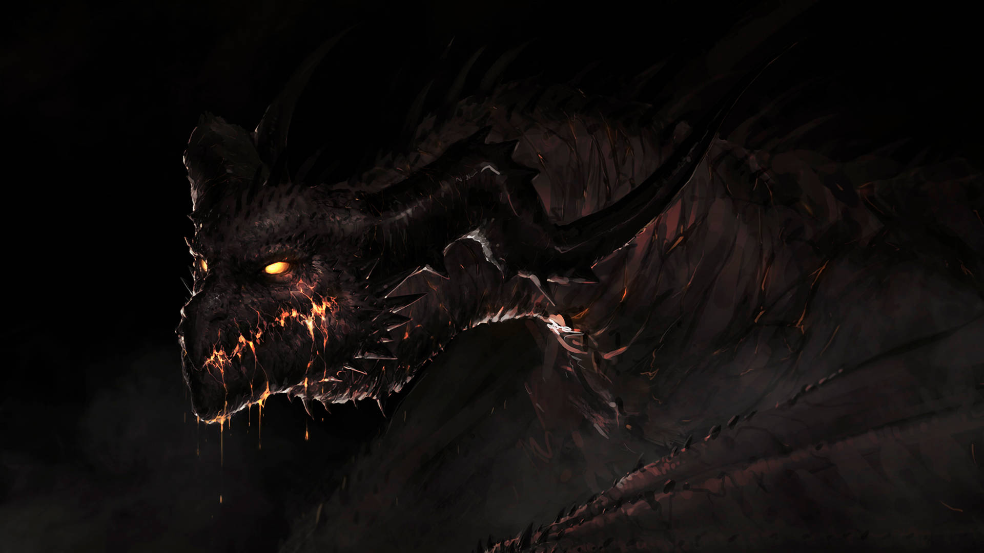 Dark Black Lava Dragon