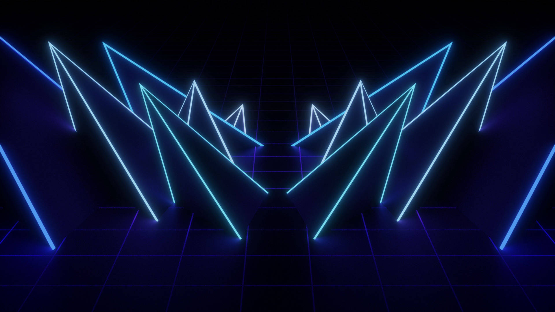 Dark Blue Aesthetic Glowing Triangles Picture