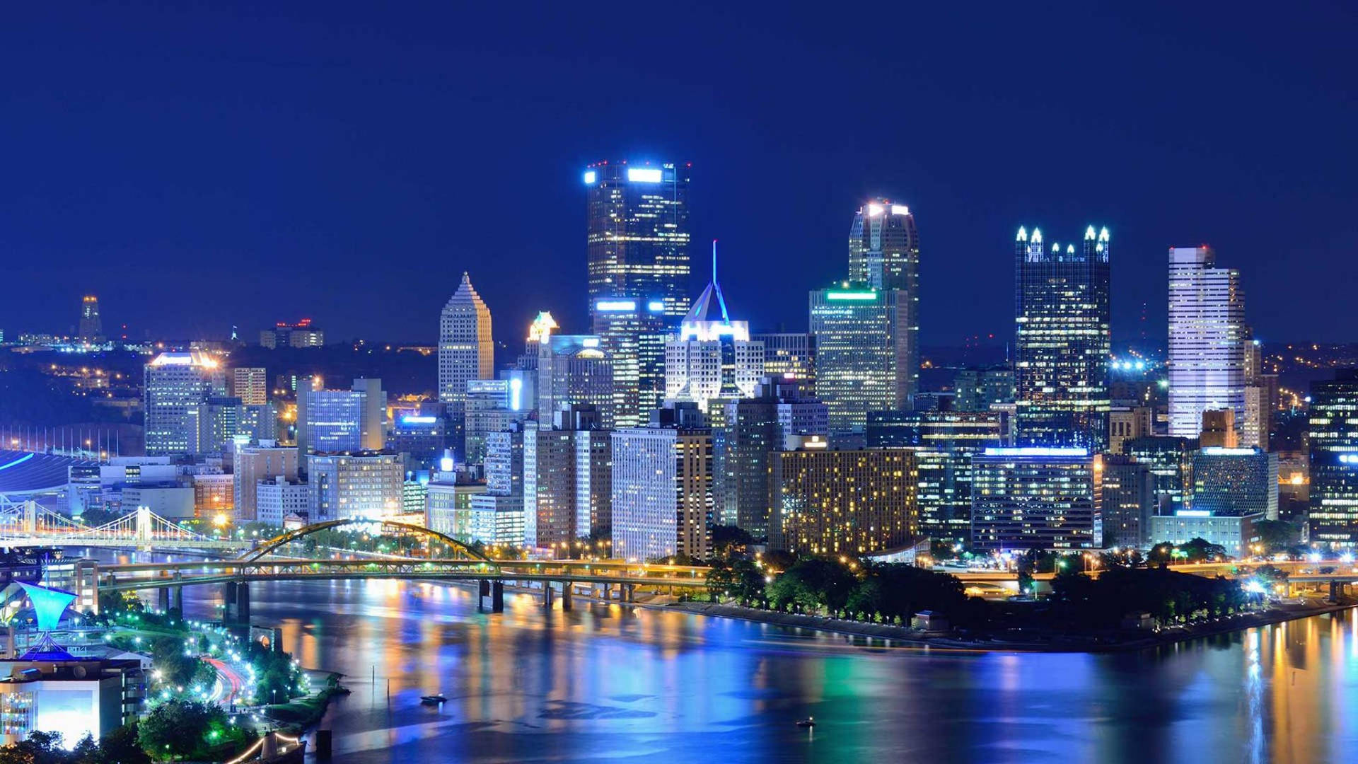 Dark Blue Aesthetic Pittsburgh Background