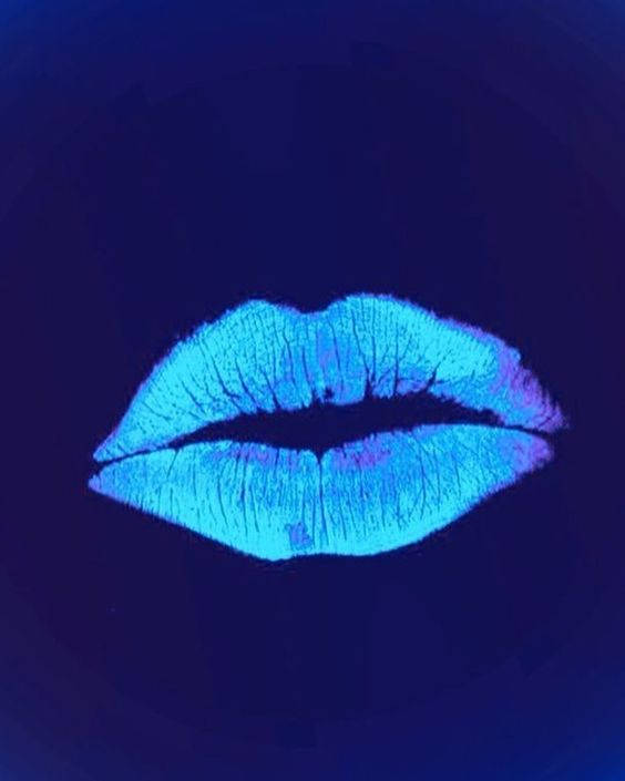 Dark Blue Aesthetic Tumblr Neon Lips Wallpaper