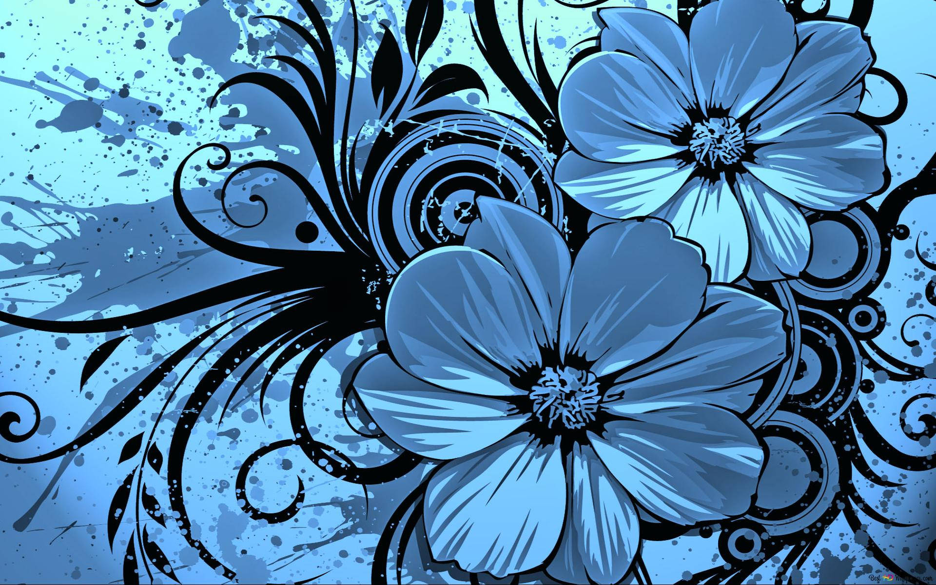Dark Blue Background Artistic Vector Flowers Picture