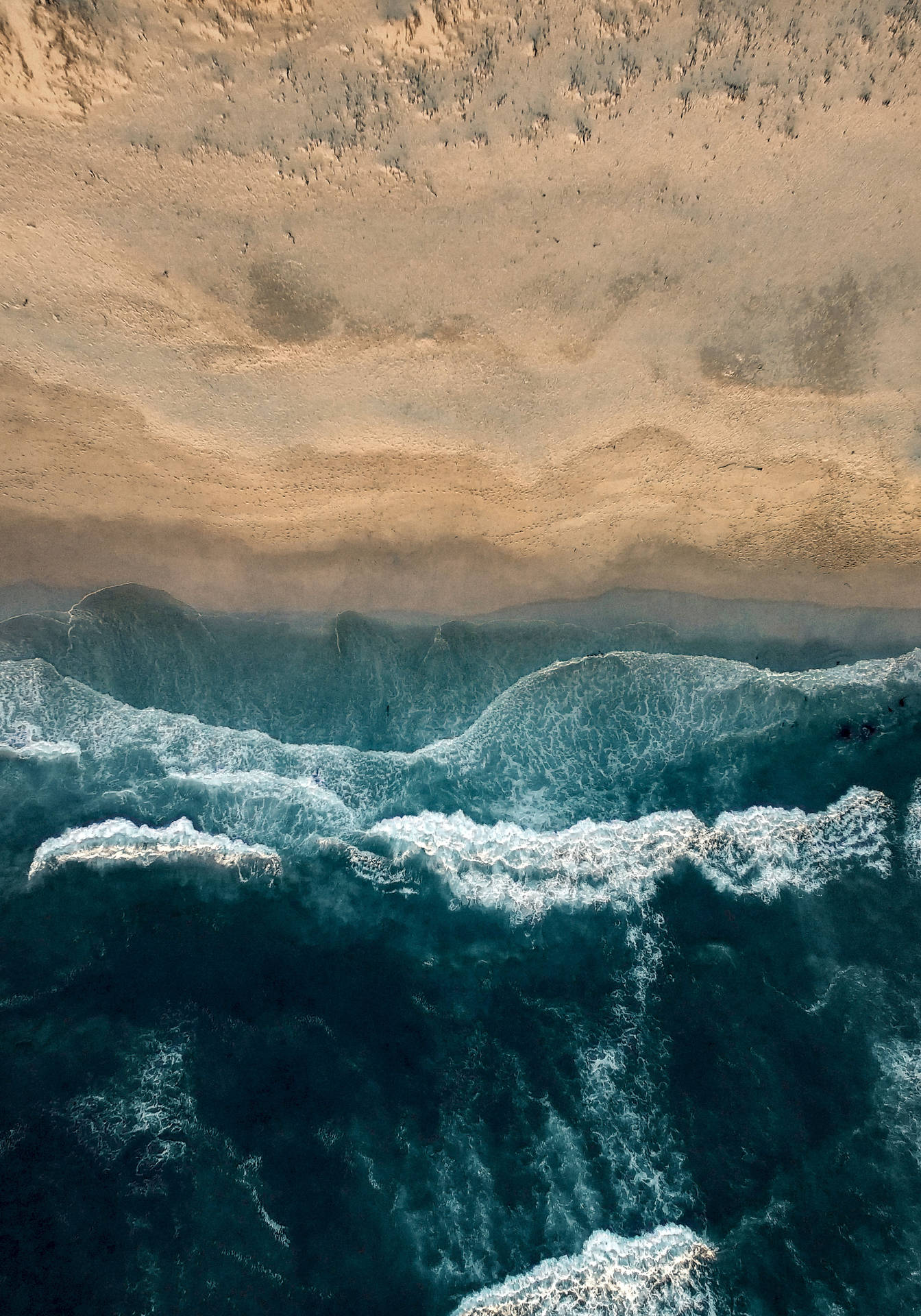 Dark Blue Beach Wave iPhone Wallpaper