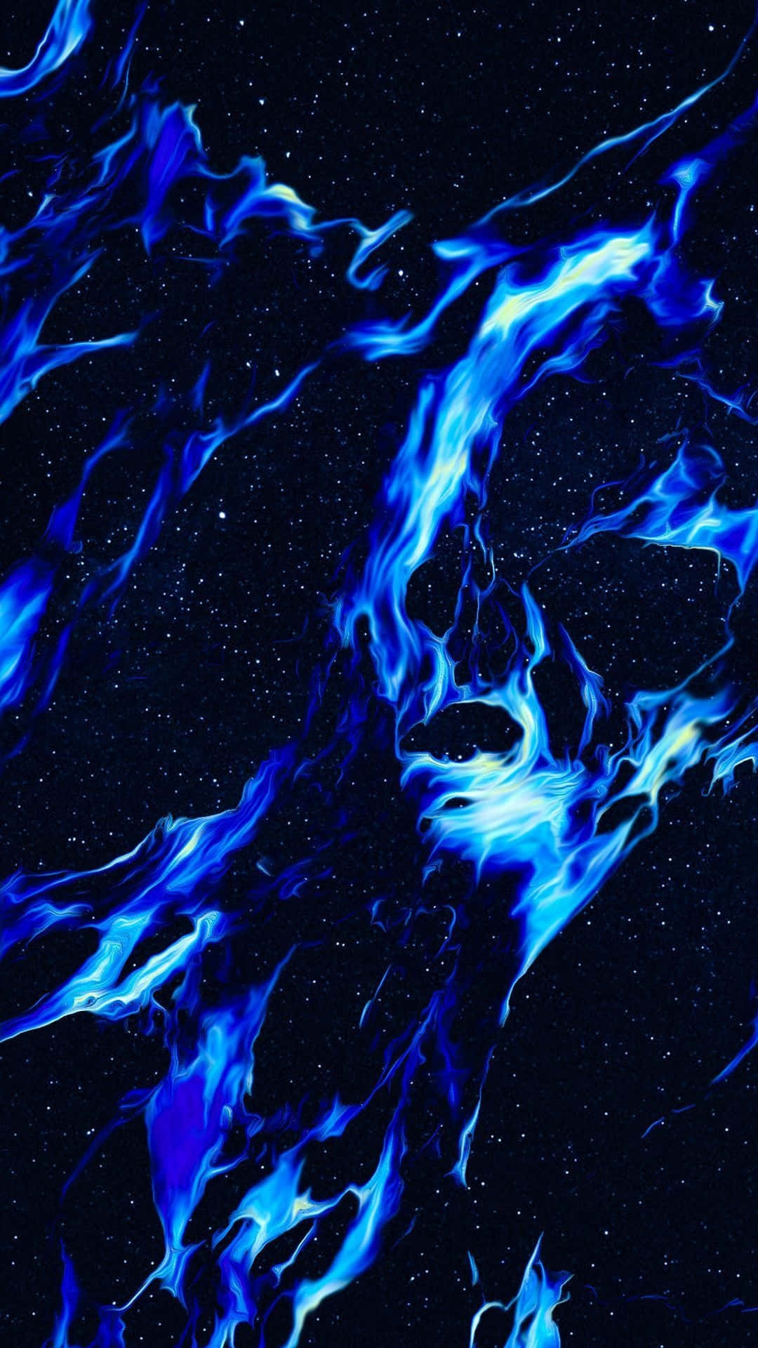 Dark Blue Ethereal Flames Aesthetic Wallpaper