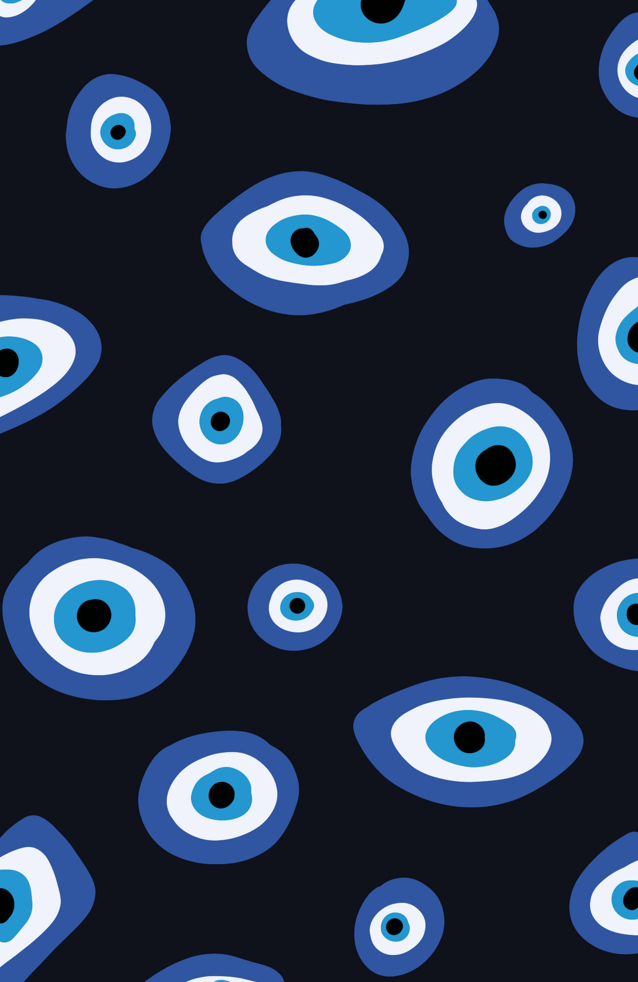 Dark Blue Evil Eye Pattern Wallpaper
