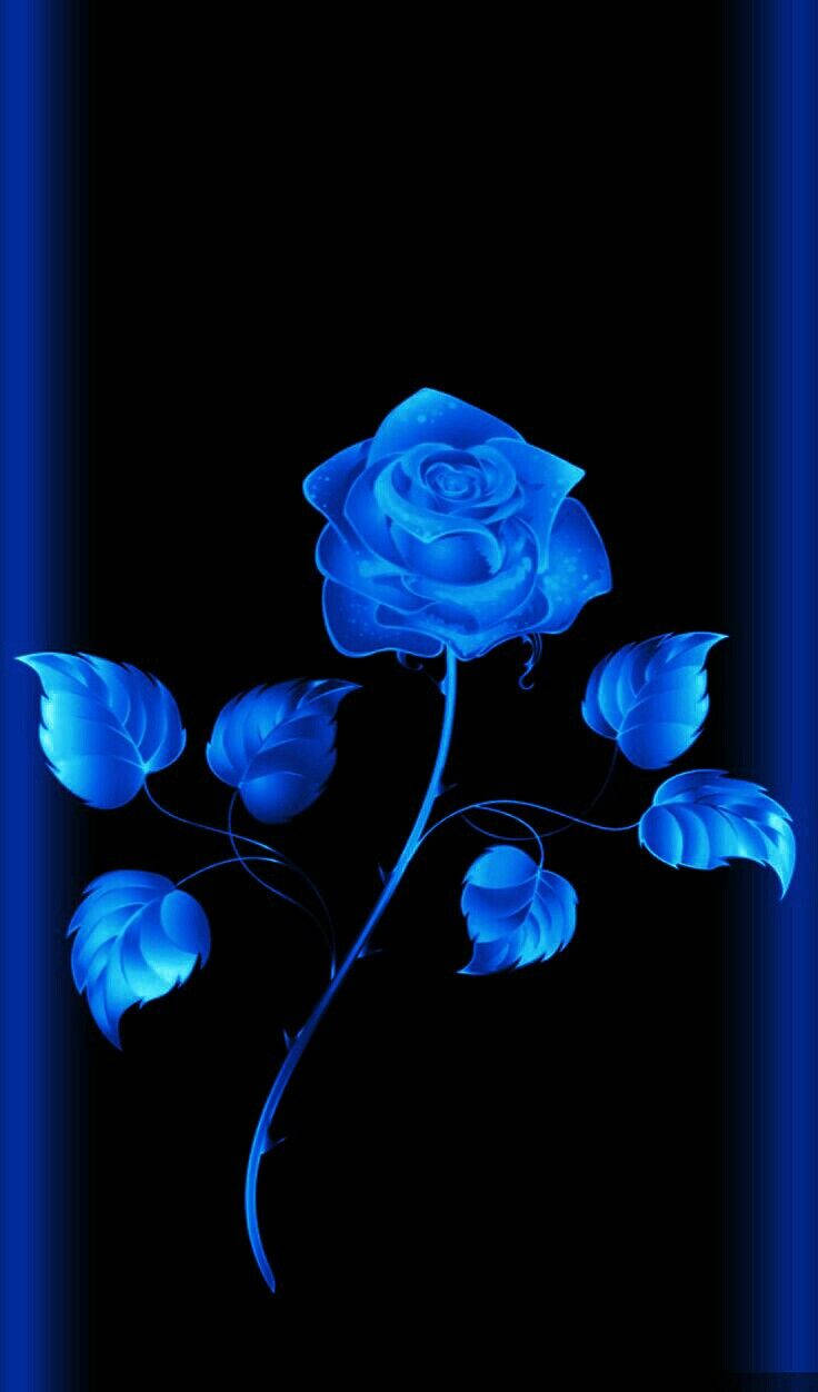 Dark Blue Floral With Stem