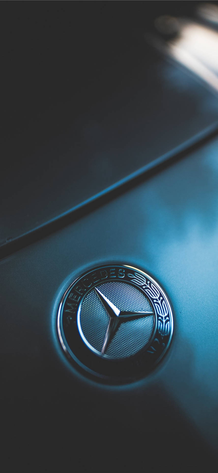 Mørkeblå Logo Mercedes iPhone Xr Tapet Wallpaper