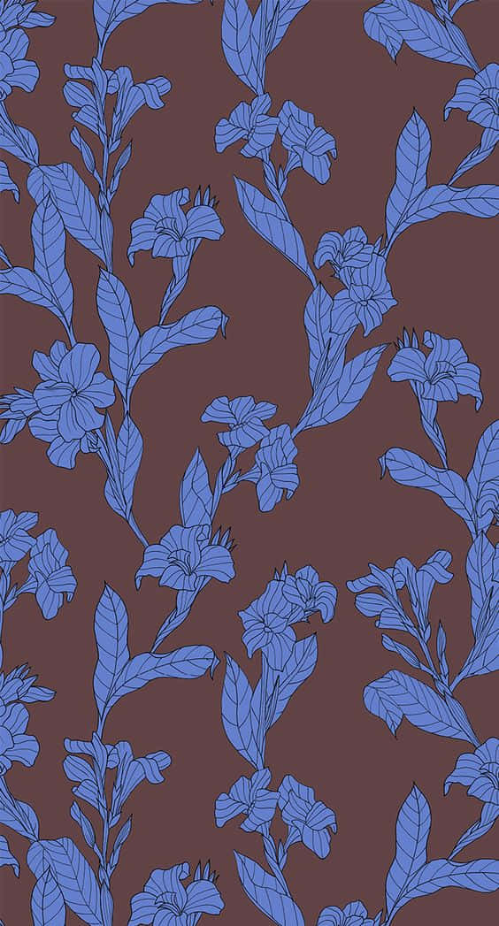 Abstract Poppy Dark Blue Pattern Wallpaper