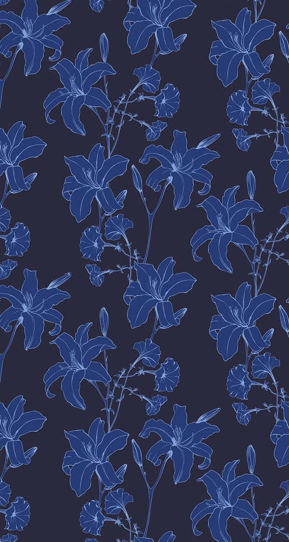 Sumptuous Dark Blue Pattern Wallpaper