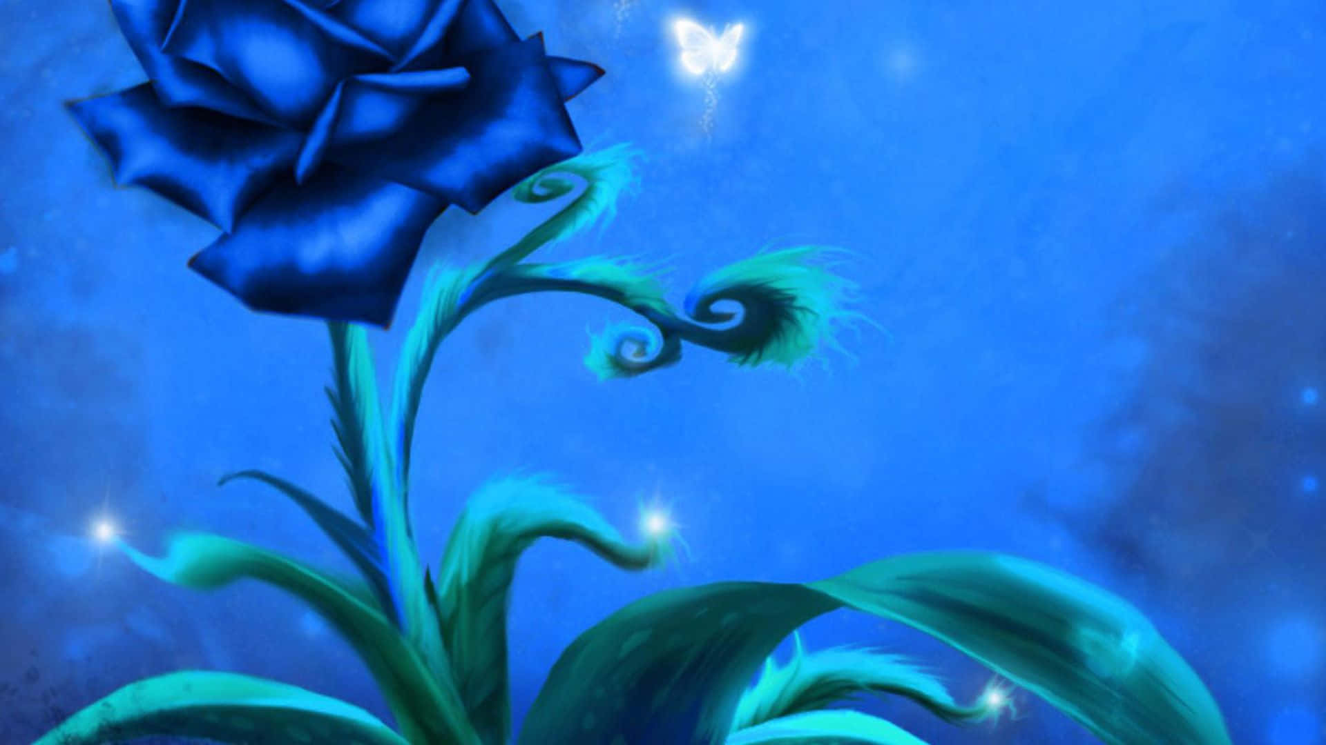 Enchanting Dark Blue Rose in Abstract Expression Wallpaper