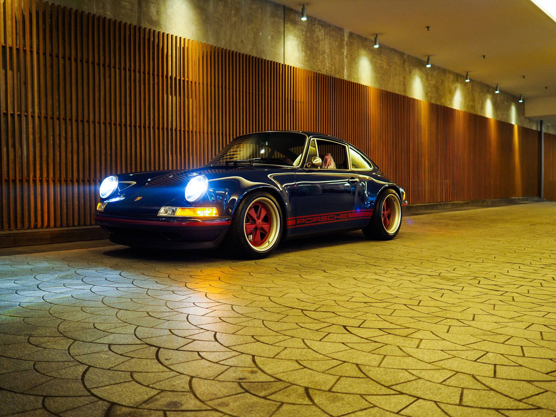 Porschecantor Azul Escuro. Papel de Parede
