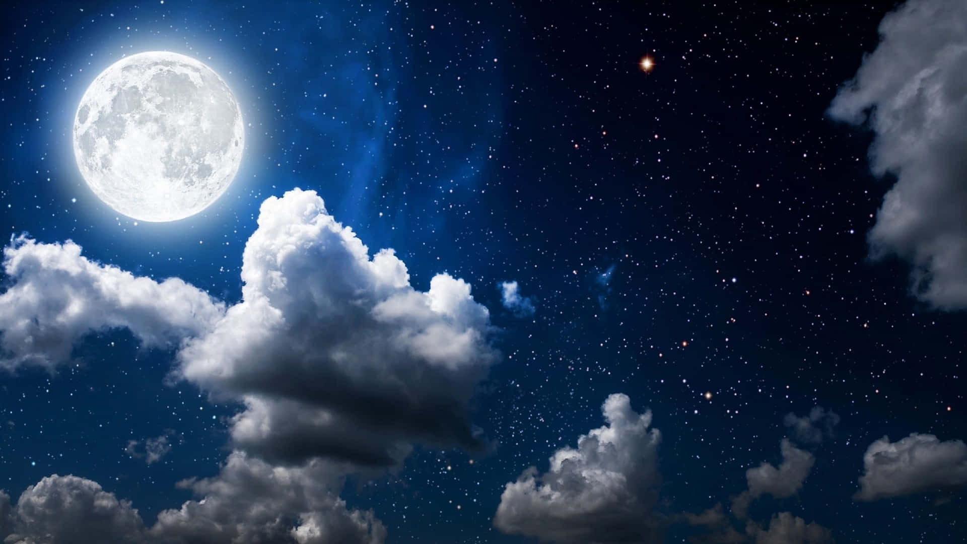 Estrellaazul Oscura Luna Llena. Fondo de pantalla