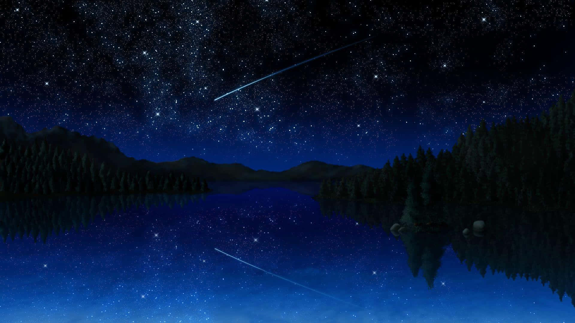 Estrellaazul Oscuro Con Reflejo De Agua. Fondo de pantalla