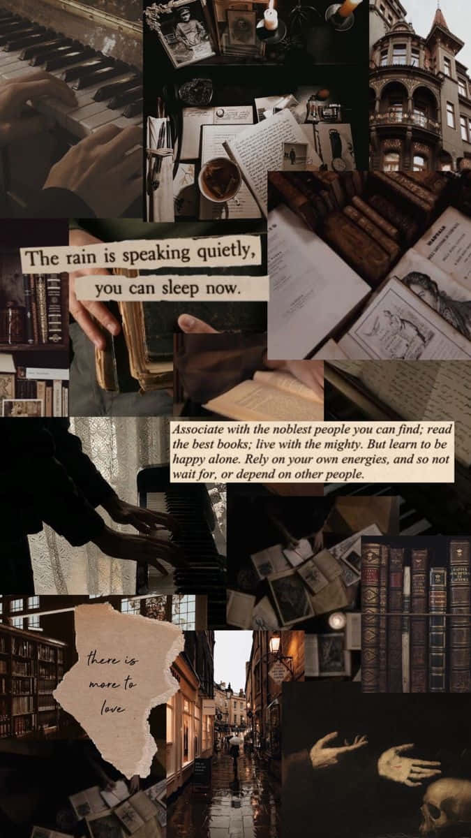 Dark Book Aesthetic Collage Wallpaper