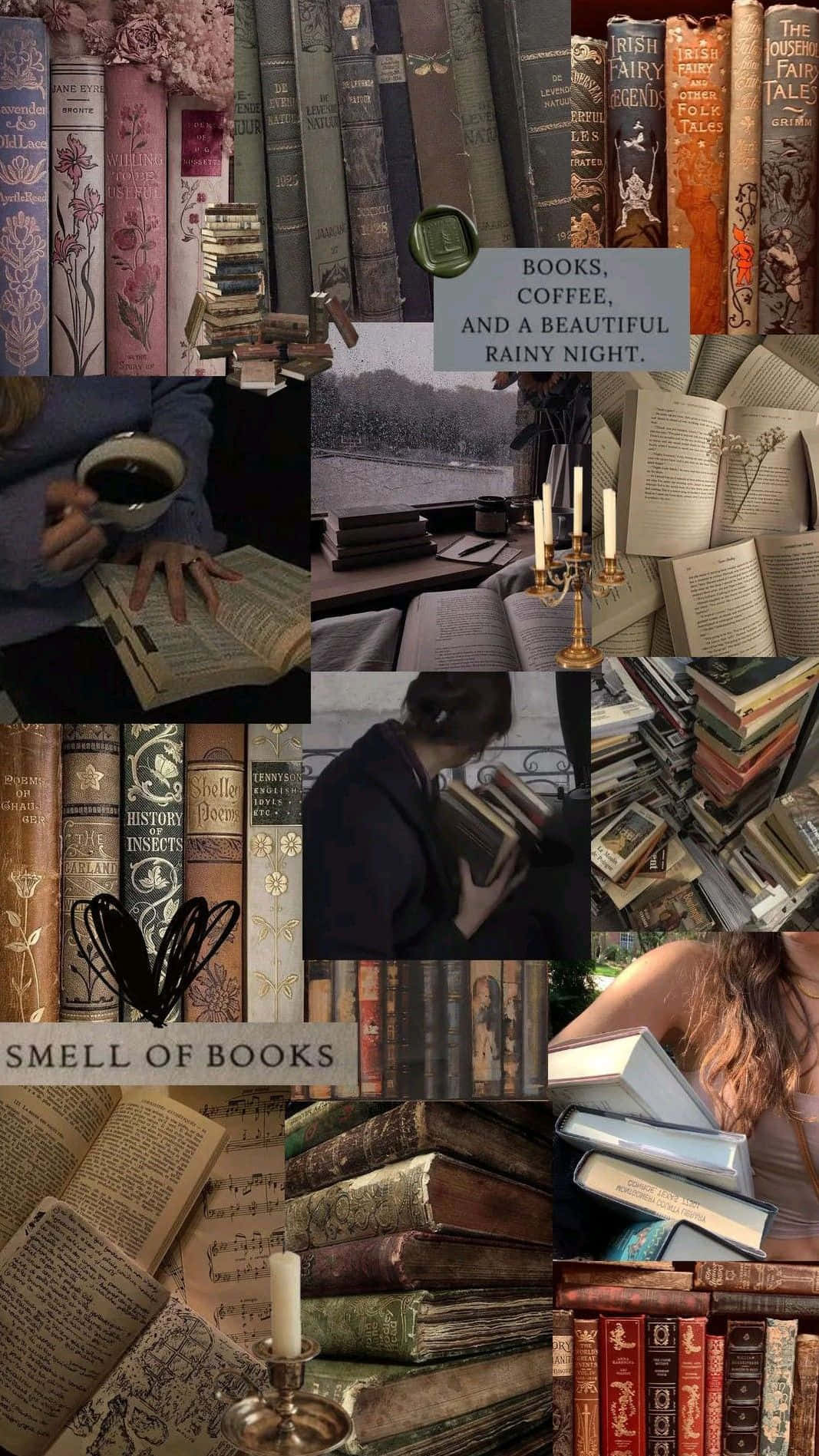 Dark Book Aesthetic Collage Wallpaper