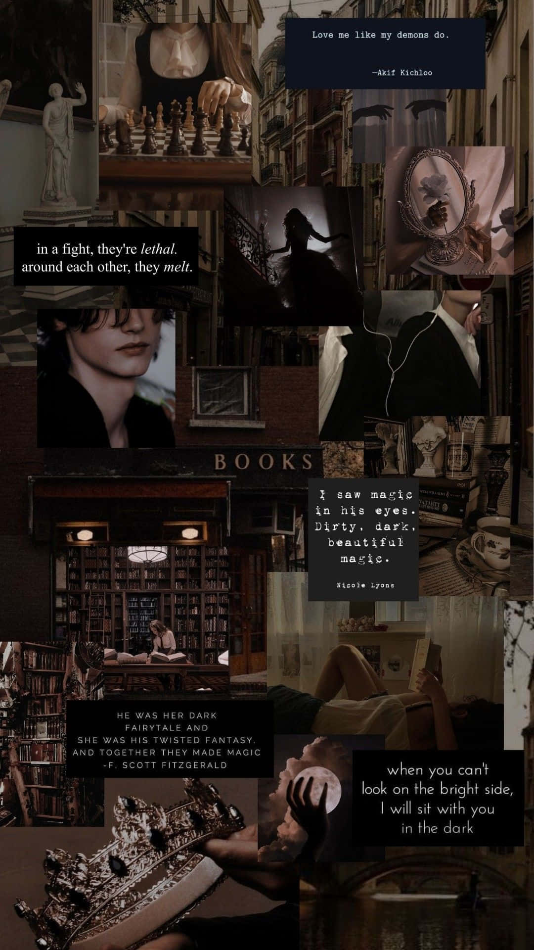 Dark_ Book_ Aesthetic_ Collage Wallpaper